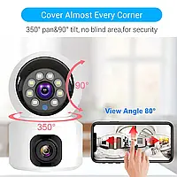 Домашняя камера видеонаблюдения WIFI 2DUAL LENS PTZ CAMERA APP:V380PRO 4MP «Ф-С»