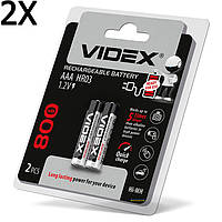 2 Штуки Аккумулятор VIDEX AAA (HR03) 800 mAh Ni-MH 1.2V Original аккумуляторная батарейка батарея Польша!