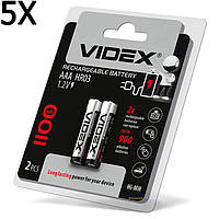 5 Штук Аккумулятор VIDEX AAA (HR03) 1100 mAh Ni-MH 1.2V Original аккумуляторная батарейка батарея Польша!