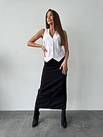 IZI Женская юбка черная длина макси ткань костюмка размерах S M L