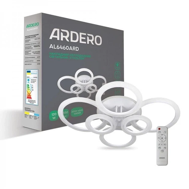 Світлодіодний стельовий світильник з пультом керування LED Люстра Ardero AL6460ARD SOFT R