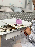 Детский столик со стульчиком Корона и ящиком для карандашей и раскрасок (Белый) «Ф-С»