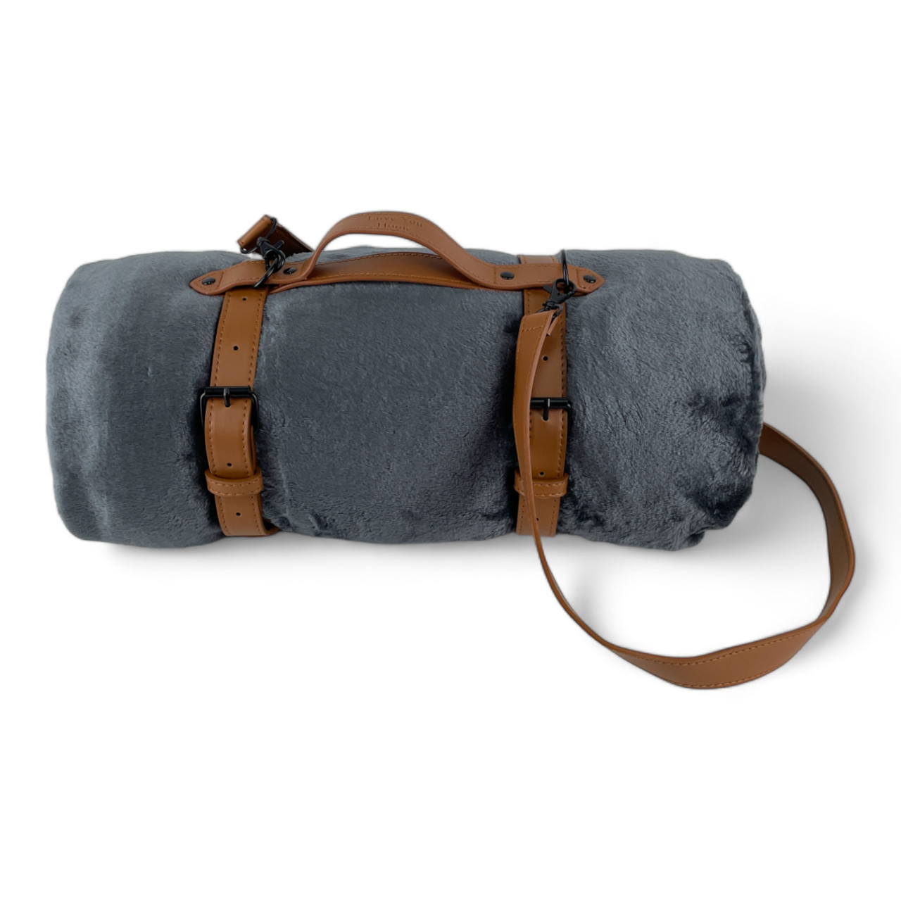 Плед тревел фліс 150*200 темно-сірий Love You, фото 1