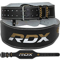 Пояс для важкої атлетики RDX 6 шкіряний Black Gold S