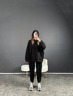 ШОК! Женский однотонный спортивный костюм оверсайз худые и брюки светлый беж, мокко, кирпичный, черный 42-44,