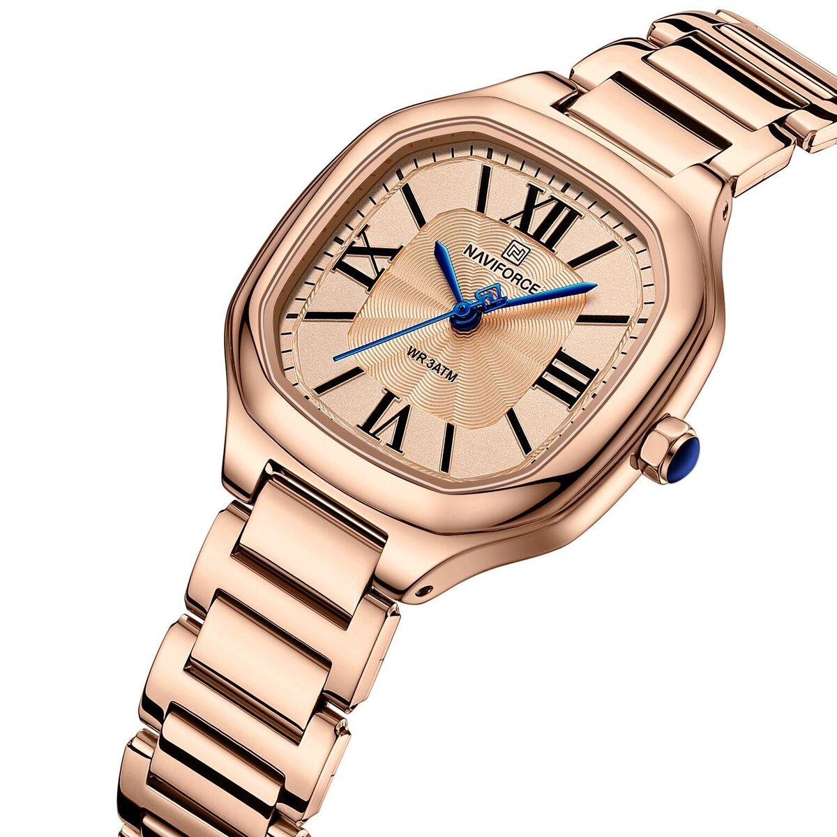 Стильний кварцевий Жіночий годинник Naviforce Carrera RoseGold золотий на руку Denwer P