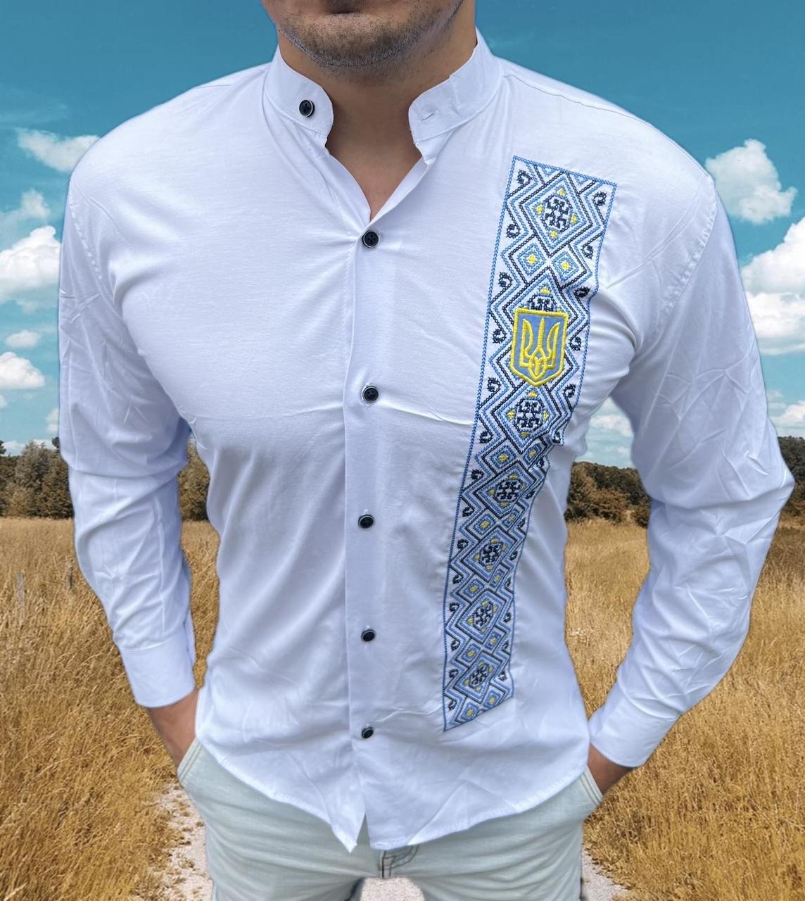 Сорочка Varetti Тризуб вышита чоловіча S-XXXL , XXXL,Білий