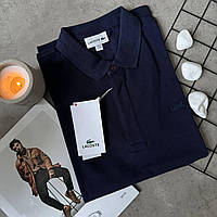 Мужская футболка поло Lacoste стильная повседневная поло Лакосте синяя брендовая футболка