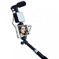 Селфі-палиця, монопод, штатив AY-49Z 1.00m Monopod Tripod For Mobile Bluetooth Microphone LED Lamp