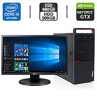 ПК+Монітор Lenovo ThinkCentre M800 MT/ i5-6400/ 16GB RAM/ 480GB SSD+500GB HDD/ GTX 1050 Ti 4GB+LG 24MB35PM-B 24" 1920x1080