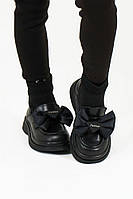 Ботинки-лоферы с бантиком и текстильным верхом для девочки JO JO