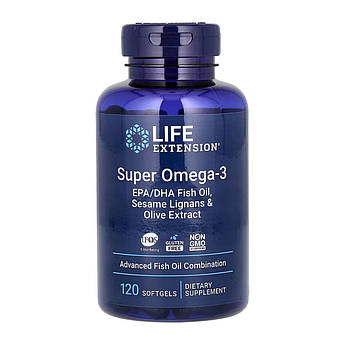 Super Omega-3 EPA/DHA Fish Oil Sesame Lignans & Olive Extract - 120 softgels