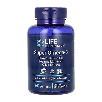 Super Omega-3 EPA/DHA Fish Oil Sesame Lignans & Olive Extract	- 60 softgels