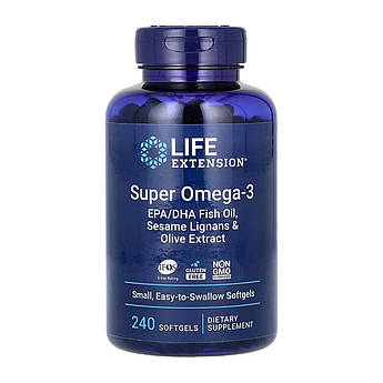 Super Omega-3 EPA/DHA Fish Oil Sesame Lignans & Olive Extract	- 240 softgels