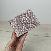 Шкіряний міні гаманець картхолдер фактура рептилія С45-КТ-10201 Рожевий