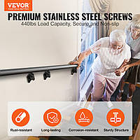 VEVOR Handrail Aluminium Alloy Easy Care Stair Railing 3657.6mm Railing Stairs 199.6kg Load Capacity