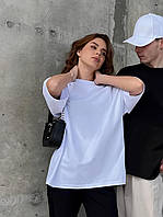 Жіноча базова футболка з бавовни T-shirt oversize 42-46