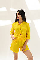 Женский летний костюм, стильный и удобный желтый № 065 (42-48 р)