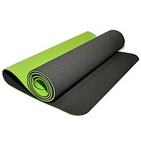 Килимок SNS для фітнесу та йоги зелений ТРЕ-6мм-З+З