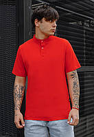 Поло Staff red low мужская красная футболка с воротником стаф для парня Seli Поло Staff red low чоловіча
