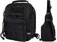 Рюкзак тактичний чорний однолямковий Max Fuchs MOLLE Black