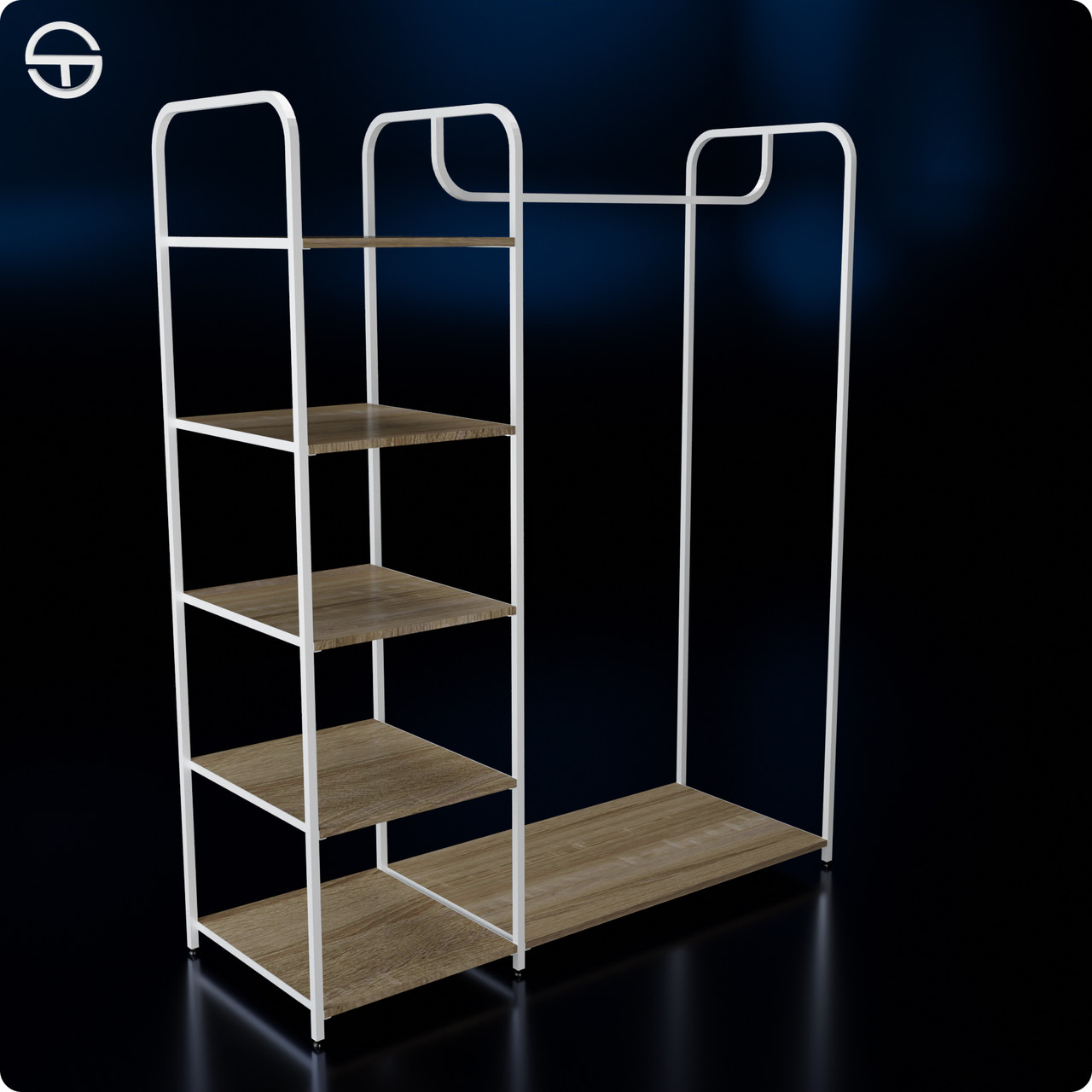 Стійка ALUMNUS SEMI H1700 L1400 W500 (тр.17x17). Рейл вішало, для торгівлі та будинку., фото 1