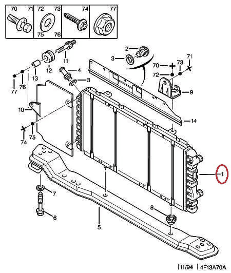 Радіатор охолодження на Fiat Ducato 244, Peugeot Boxer, Citroen Jumper (2002-2006), 1341513080, 133097, Polcar, Польща