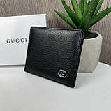 Чоловічий шкіряний гаманець портмоне Gucci люкс якість у коробці, фото 4