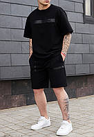 Летний комплект футболка + шорты Staff ra black мужской спортивный набор на лето стаф. Adore Літній комплект