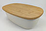 Хлібниця 2-в-1 з бамбуковою кришкою-дошкою, овальна, 37.5×22.5×14 см – стильна та практична, фото 3