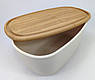 Хлібниця 2-в-1 з бамбуковою кришкою-дошкою, овальна, 37.5×22.5×14 см – стильна та практична, фото 4