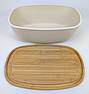 Хлібниця 2-в-1 з бамбуковою кришкою-дошкою, овальна, 37.5×22.5×14 см – стильна та практична, фото 5