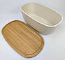 Хлібниця 2-в-1 з бамбуковою кришкою-дошкою, овальна, 37.5×22.5×14 см – стильна та практична, фото 7