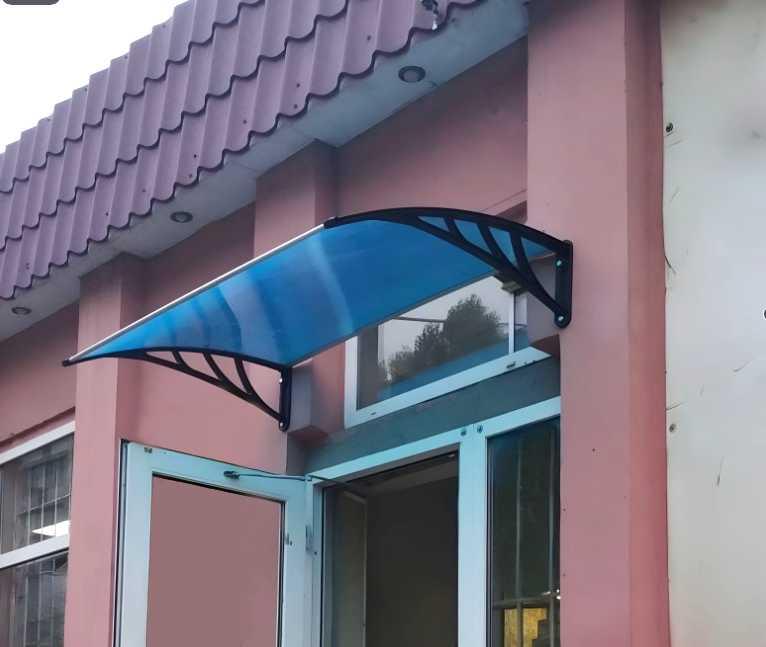 Козирок 1х1,2м навіс з полікарбонату стільникового з кронштейнами. Дашок з полікарбонату. Доставка, фото 1