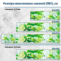 Фото панель універсальна ПЕТ, Самофіксована, 62 х 305 см (товщіна 1.2 мм), лимон у льоду, фото 4