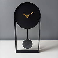 Чорний настільний і настінний годинник із маятником діаметром 30 см