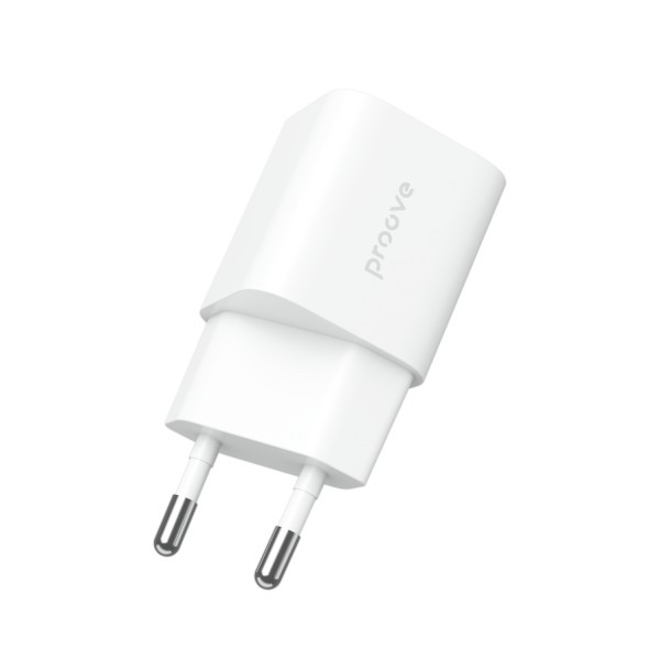 Зарядний пристрій — адаптер Proove Silicone Power Plus 20 W (Type-C + USB) біле