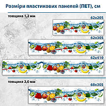 Фото панель універсальна ПЕТ, Самофіксована, 62 х 305 см (товщіна 1.2 мм), фрукти на хвилі, фото 3
