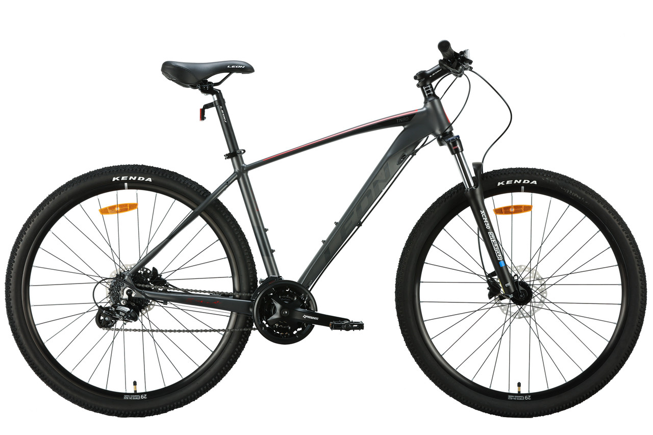 Велосипед алюміній 29" Leon TN-80 AM Hydraulic lock out HDD рама-19" графітовий з чорним та червоним (матовий)