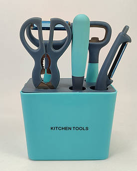Кухонний набір 6 предметів Kitchen tools нержавіюча сталь із силіконовими ручками