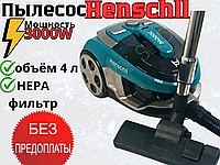 Циклонный контейнерный пылесос Henschll 3000W (синий) контейнерный Пылесос с колбой 4 л циклонного типа.