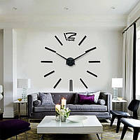 Объемные часы наклейка дизайнерские часы на кухню черные круглые настенные часы 3D Diy clock HVE