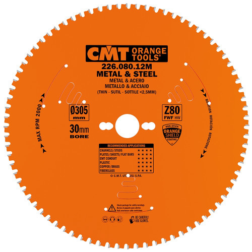 CMT 226.080.12M 305x2.2x30 Z=80 K=2,2/1,8 Пила дискова для пиляння стали, "сухий різ"