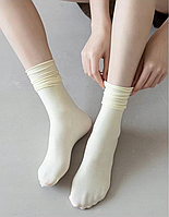 Новые высокие тоненькие женские носки Ванильный