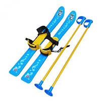 Лыжи детские с палками, голубые, 78 см (палки 77 см)