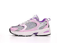 New Balance женские весенние/осенние розовые кроссовки на шнурках.Демисезонные розовые кожаные кроссы