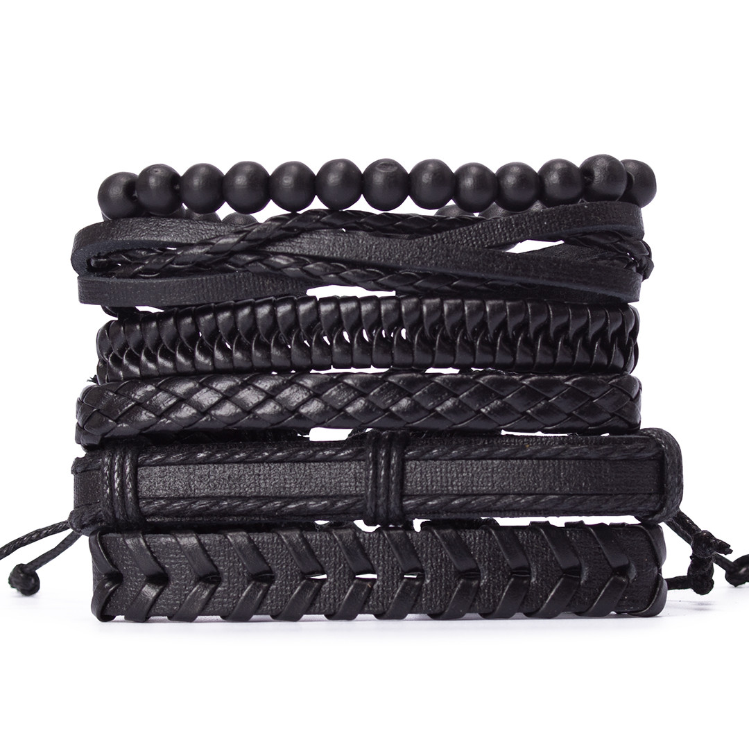 Браслет на руку чорного кольору набір з 6 шт. арт.00101, фото 1