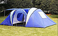 Палатка кемпинговая четырехместная две комнаты с тамбуром зеленая 450*220*180 СМ