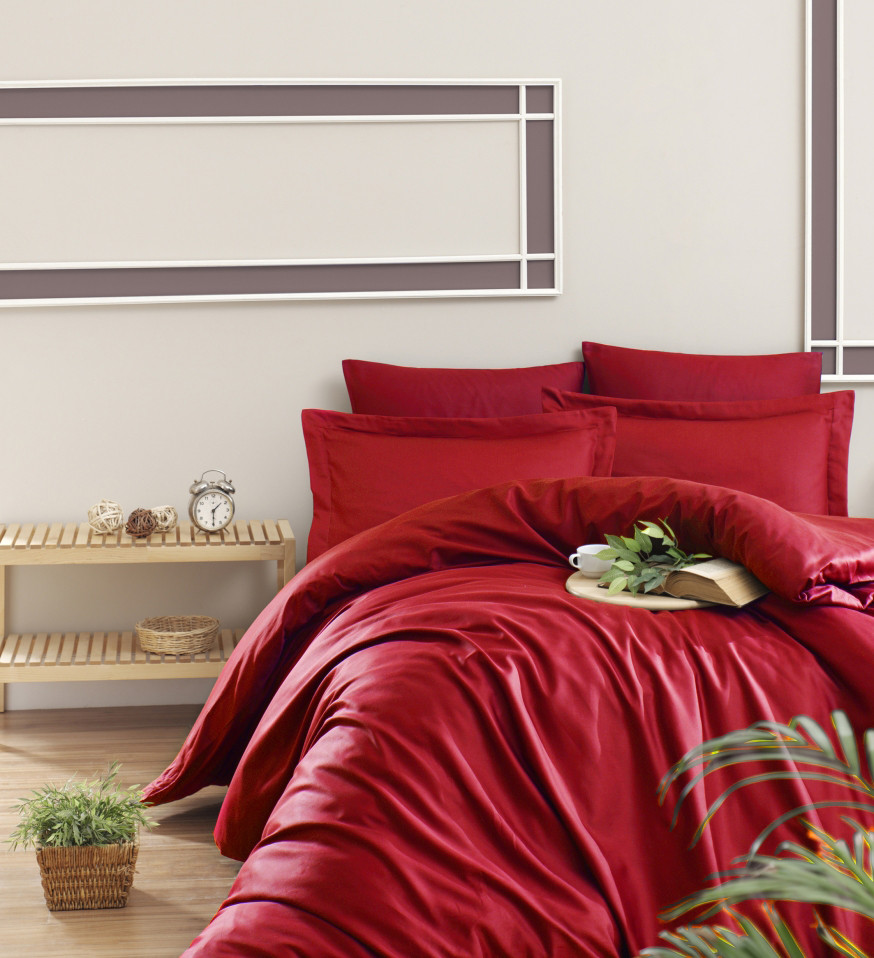 Постільна білизна First Choice Cotton Satin сімейний 160х220 Snazzy Red, фото 1