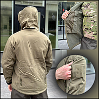 Міцна армійська тактична куртка олива soft shell осінь, бойова куртка софт шелл зсу, куртка воєнторг BaGr
